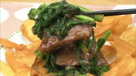 もこみち流　牛肉と菜の花のオイスターソース炒め