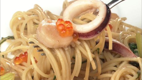 もこみち流　ホタテとイカのあっさりパスタ