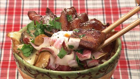 もこみち流　パンチェッタのカルボナーラ風丼