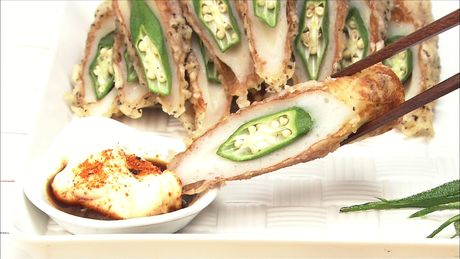 もこみち流　ちくわとオクラのチーズ天ぷら