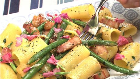 もこみち流　パンチェッタといんげんのリガトーニ