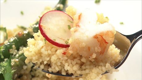 もこみち流　エビといんげんのアジア風クスクス