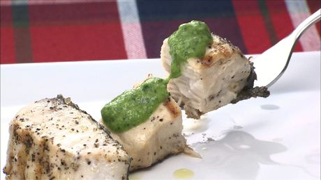 もこみち流　サワラのグリル～ほうれん草のチリミントソース〜