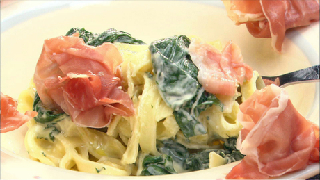 もこみち流　ほうれん草と生ハムのパスタ