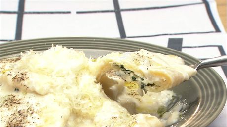 もこみち流　枝豆のラビオリと白ワイン風味のクリームソース