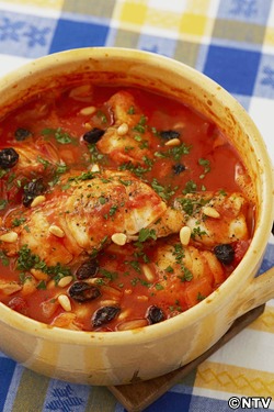 もこみち流 タラと松の実のトマト煮込み