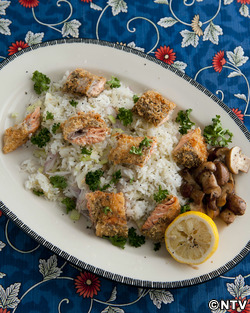 もこみち流 サーモンとパルミジャーノフライとセロリライス