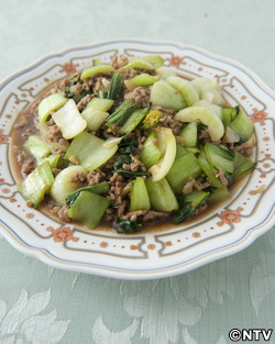 もこみち流 豚ひき肉とチンゲンサイの炒め物