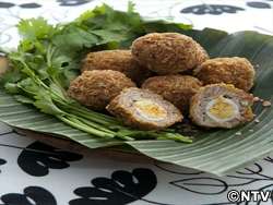 もこみち流 ウズラ卵と鶏ひき肉のフライ